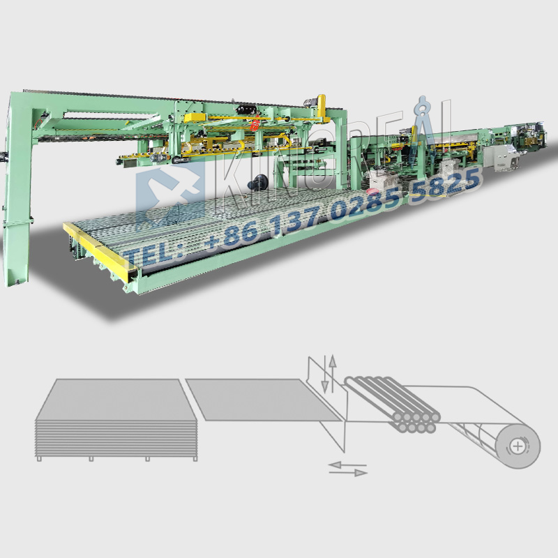 Máquina de linha de corte longitudinal com empilhador duplo